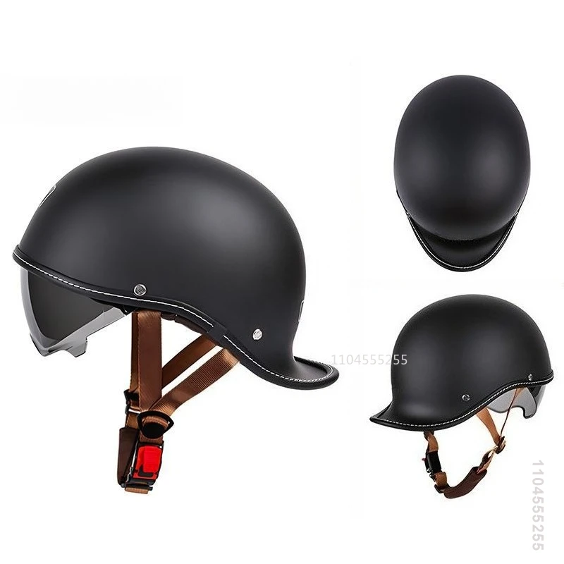 Retro Motorcycle Helmet Casco Moto Half Helmet German Classic Retro Cruise Helmet Capacete De Moto with HD Visors Four Seasons - view 6