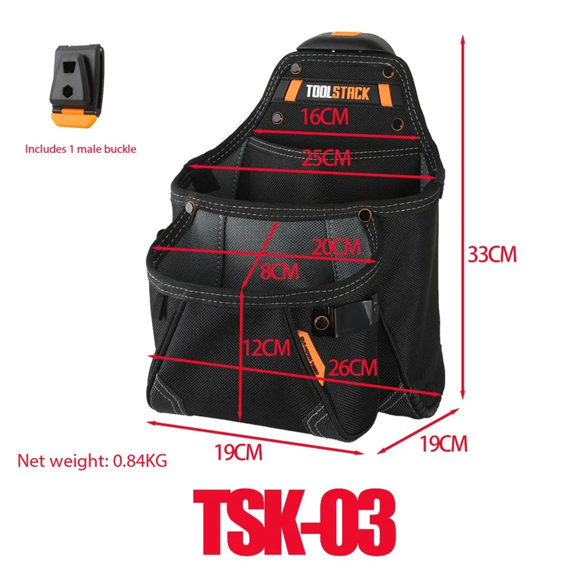 TOOLSTACK Carpenter's Pouch High-Quality Durable Work Bags Quick-Hook Waist Toolkit All-Purpose Maintainer Tools Storage Bag