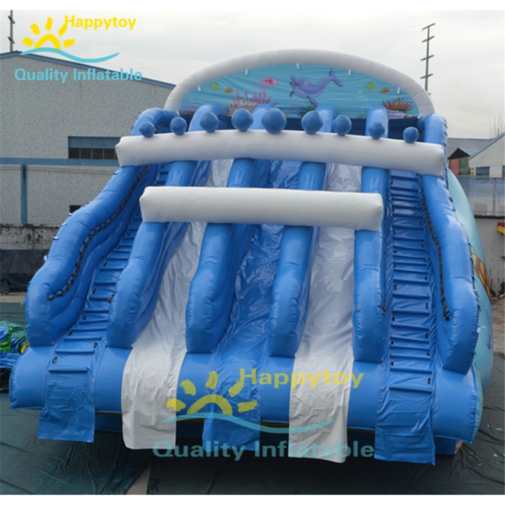 Tobogán de piscina inflable de acero, Parque Acuático de verano, con Pared de escalada