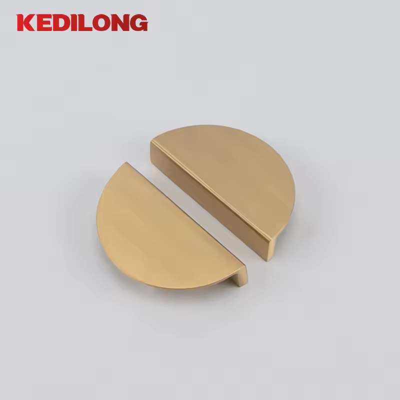 Kedlo חצי עיגול פליז מוצק מותרות שטוח ידית מטבח ארון זהב ידית ריהוט חומרה פשוטה ידית מודרנית