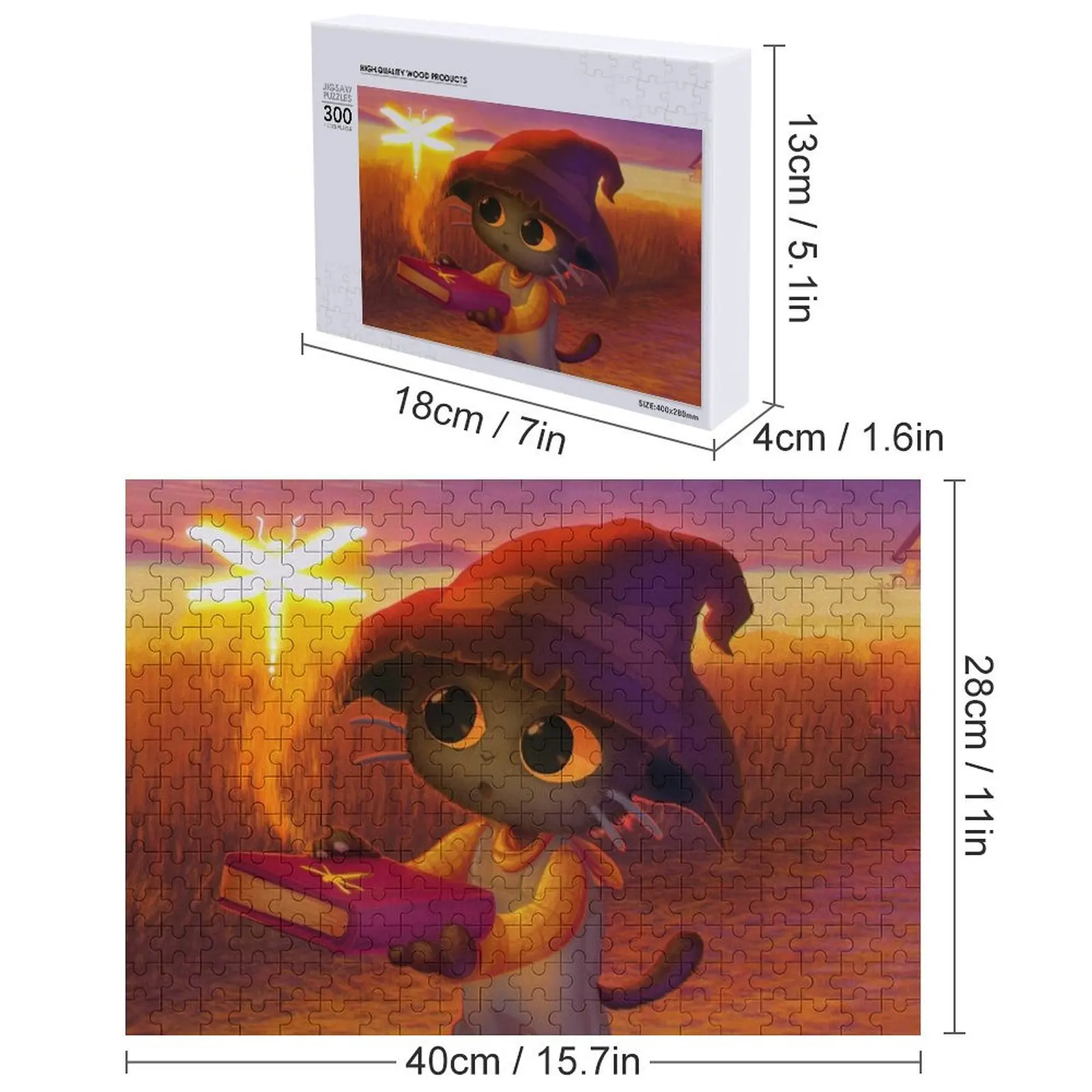 قوة مختومة (رسم القط السحري) أحجية الصور المقطوعة أفكار هدايا شخصية لغز الحيوانات الخشبية