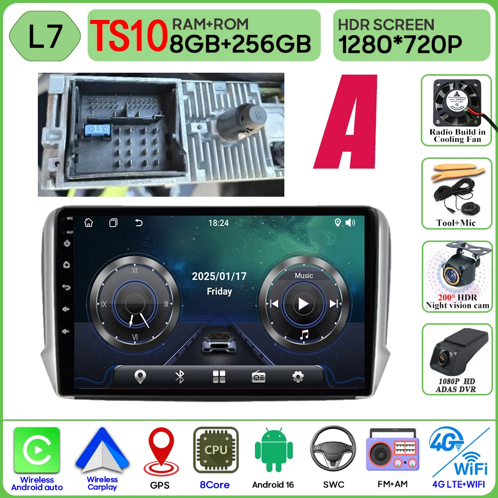 Android 16 GPS Navigatie Voor Peugeot 2008 208 Serie 2012 - 2018 Carplay Autoradio Multimedia Speler Stereo Video BT 2 k Scherm