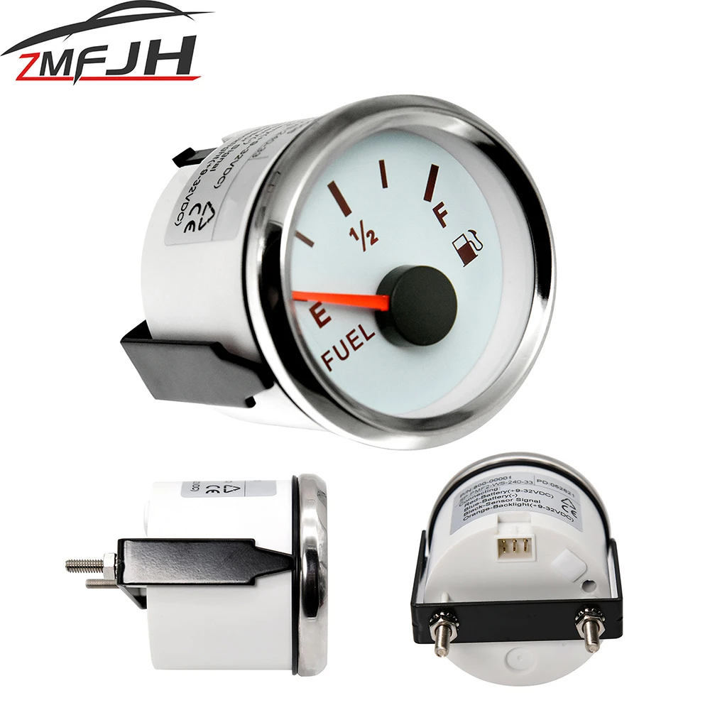 52mm Fuel Level Meter Gauge 0-190 240-33 ohm Waterproof Car Fuel Gauge Boat Motorcycle Automobile Aluminum Alloy Styling 12/24V