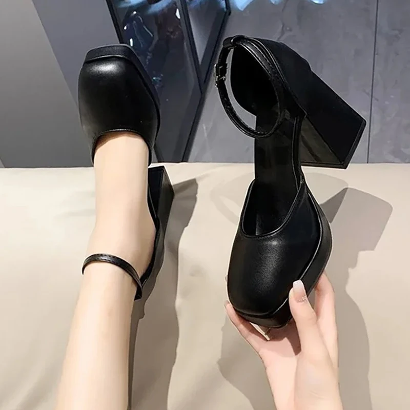 Mary Jane Shoes for Women 2024 New Spring summer Thick Heels High Heels Sexy Platform Ankle buckle Women\'s Dress party Pumps