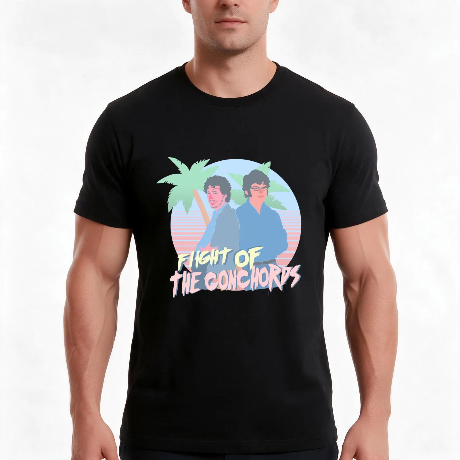 Flight Of The Conchords 80s vibes T-Shirt, Summer Casual Cotton Tee, Oversized Streetwear Tops, Vintage Graphic Print