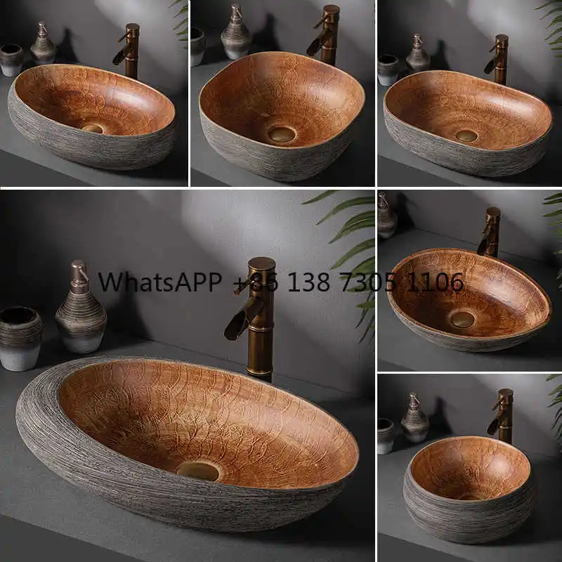 

ceramic countertop basin oval vintage washbasin household countertop washbasin bathroom basin