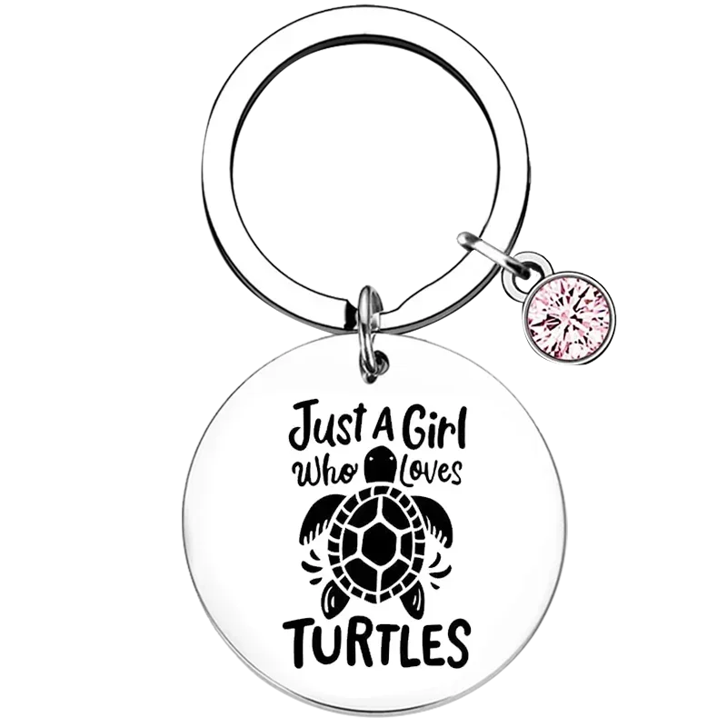 Hot Just A Girl Who Loves Turtles Key Chain Ring Marine Life Sea Turtle keychains pendant Turtle Lover Girls Gift