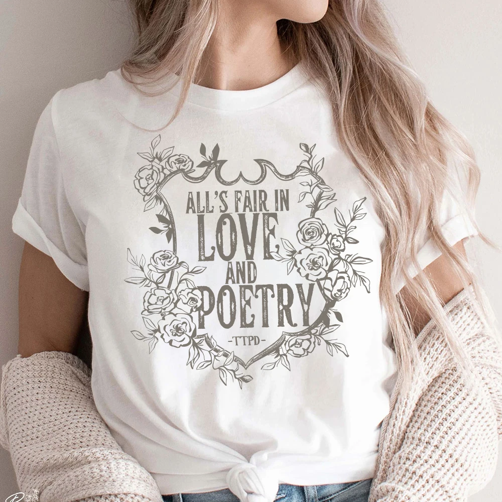 New Album The Tortured Poets Department All’s Fair in Love and Poetry Women Tshirts Causal Cotton Short Sleeve Tops Fan's Gift