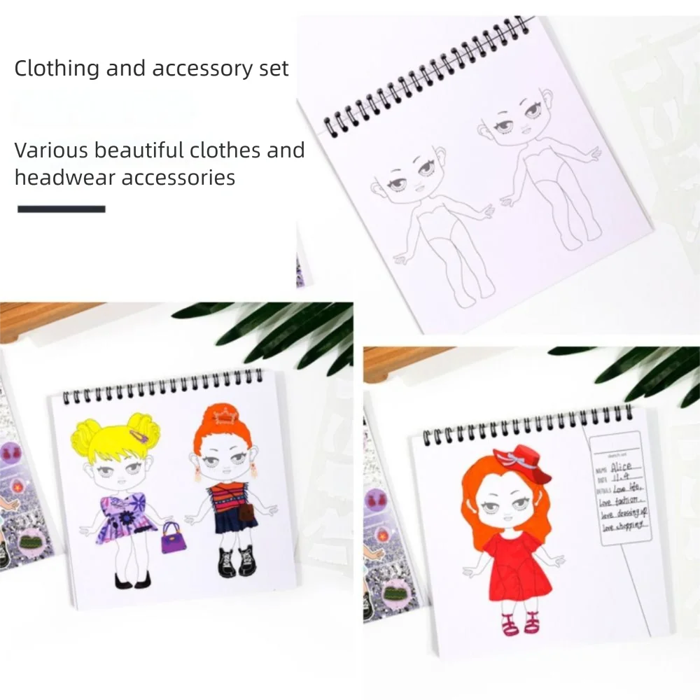 DIY Princess Dress Up Sticker Book Handmade Clothes Decor Girls Cutting Sticker Kit Educational Cartoon Makeup Coloring Book