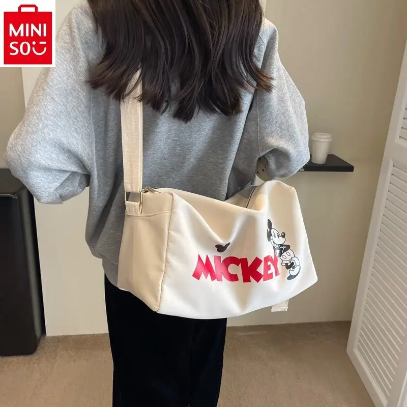 MINISO Large Capacity Short Distance Travel Bag Cartoon Mickey Leisure Campus Style Crossbody Bag Fashion Women's Shoulder Bag