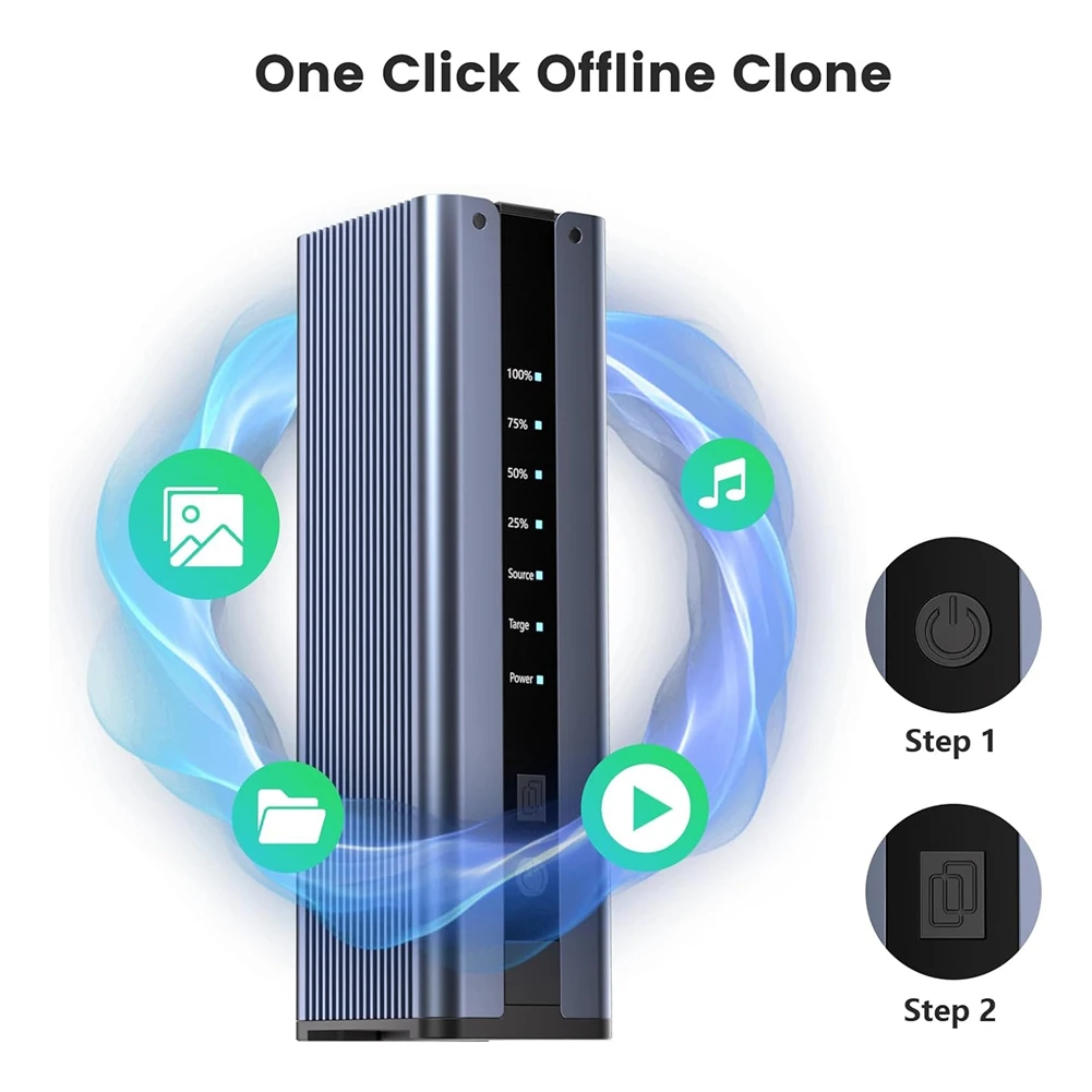 ATP-NVMe M.2 duplicator met koelventilator, 8TB Dual Bay offline kloonbehuizing, 10Gbps M.2 SSD M Key harde schijven behuizing