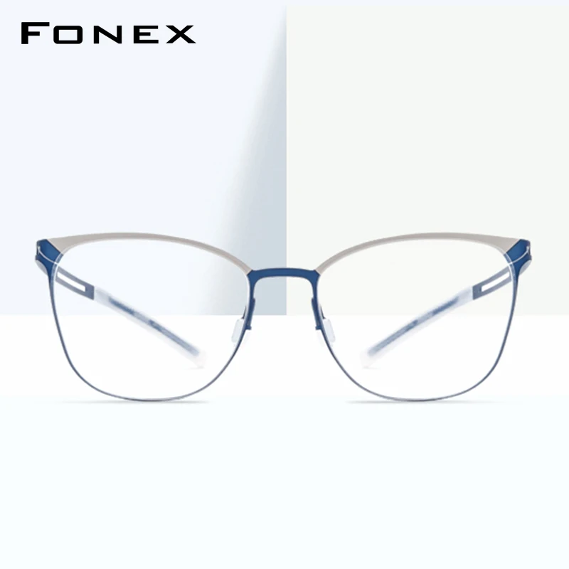 FONEX B Titanium Eyeglasses Frame Men Square Optical Glasses 2020 Antiskid Silicone Screwless Eyewear 8527