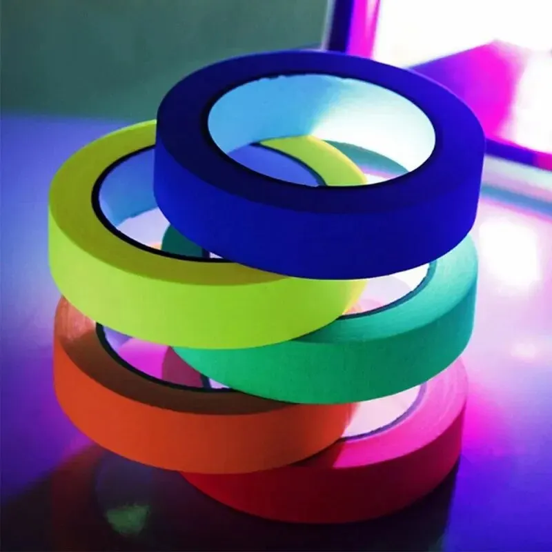 6pcs/set Gaffer Fluorescent Tape Self Adhesive Sticker Reactive Black Light Reactive Photography Home Decor DIY Crafts