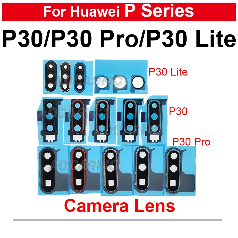 1Pcs Back Camera Lens With Frame With Adhesive Repair For Huawei P30 Lite Pro P30Lite P30Pro Replacement Parts