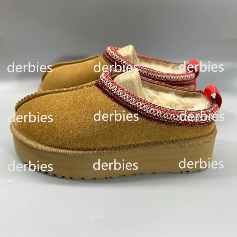 2024 Vrouwen Slippers Bont Glijbanen Klassieke Ultra Mini Platform Laarzen Tasman Wol Lederen Suède Wol Comfort Winter Designer Slofjes