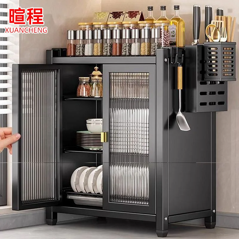Kitchen Dish Storage Cabinet Countertop Dish Drain Dust Rack Household Tableware Multi-layer Organizing Rack Tableware Shelf