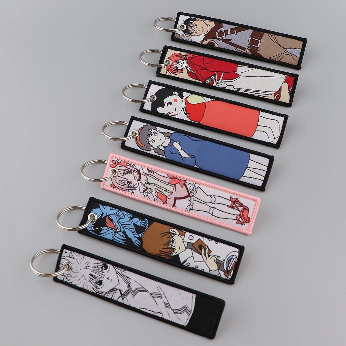 Wholesale Anime Embroidery Keychains Cool Character Key Tag For Men Women Fashion Accessories Keyring 20pcs