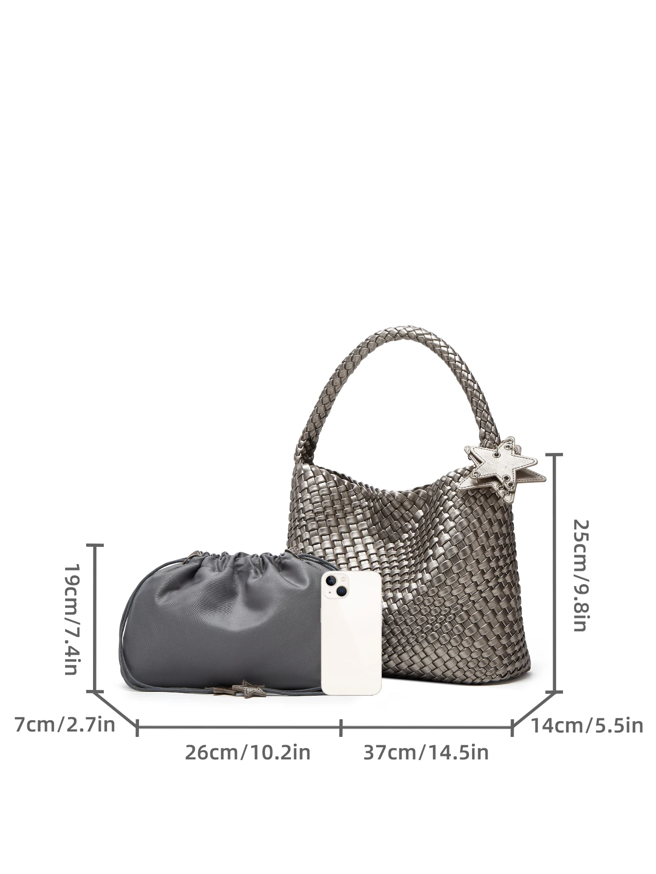 Borsa a Mano e a Spalla da Donna Minimalista Versatile a 2 Pezzi dal Design Ricercato