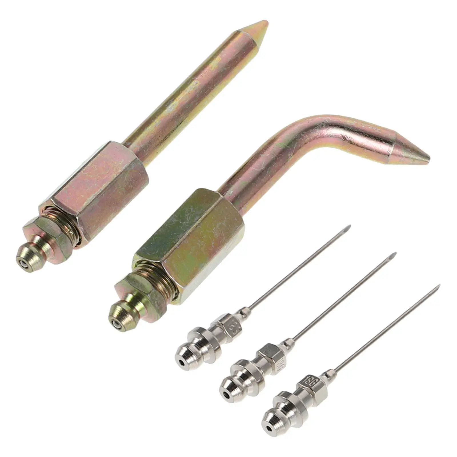 5Pcs Metal Grease Gun Nozzle For Bike Chain Lubrication Car Mechanic Needle Tip Kit Heavy Duty Set Leakproof Point
