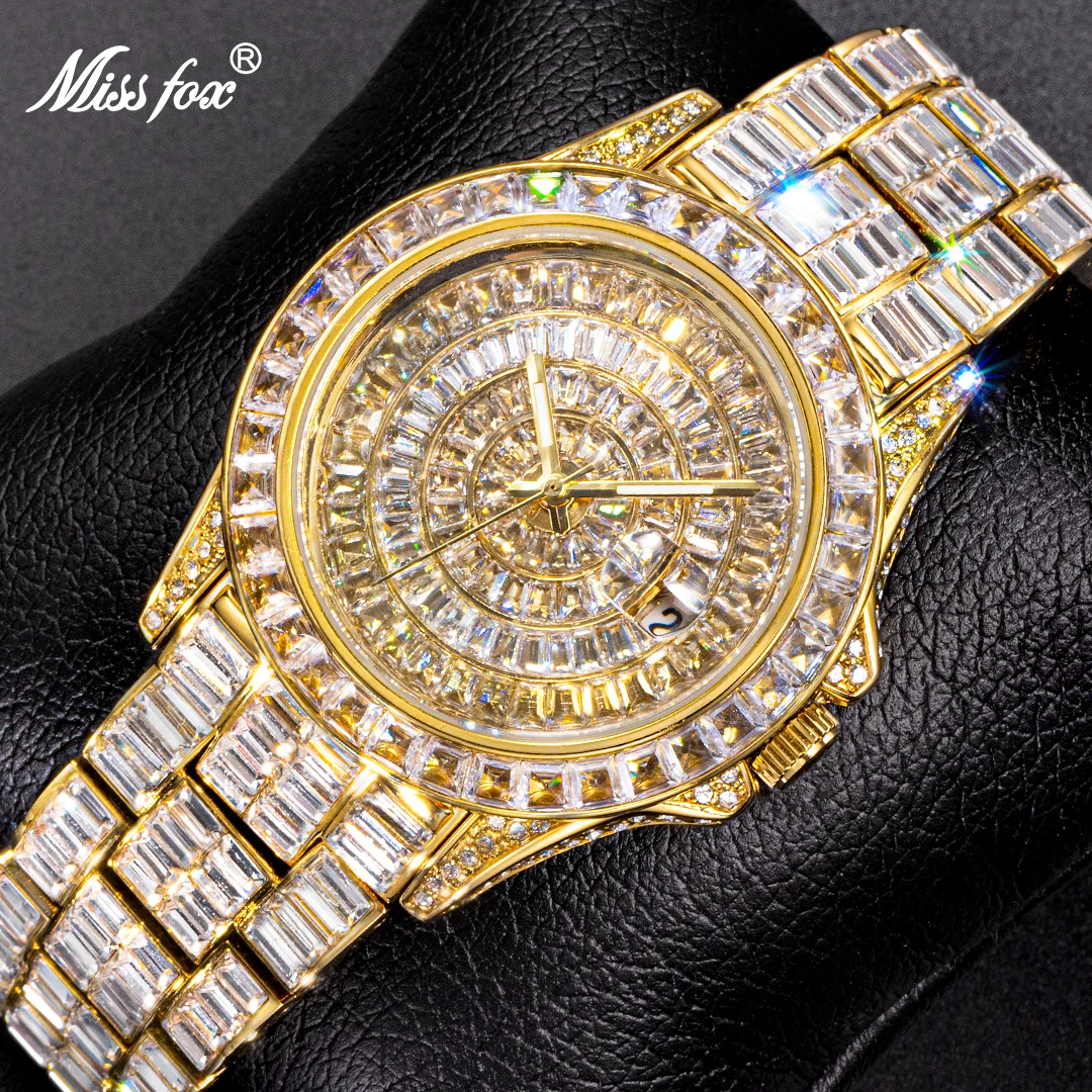 Full Iced Out Watches For Men Luxury Handmade Mosaic Diamond Silver Steel Watch Fashion Hip Hop Silver Automatic Date Male Clock