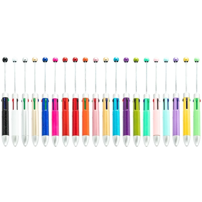 12Pcs Multicolor Ballpoint Pen 4 Color in 1 Beadable Pen Retractable Multicolor Ballpoint Pen Stocking Fillers Supplies