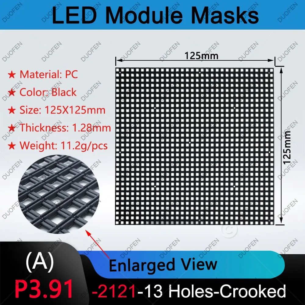 P3.91-2121/1921 series Masks, P3.91-2121-0/9/13/36 Holes，Aligned and Crooked，Black Plastic, for LED display repair