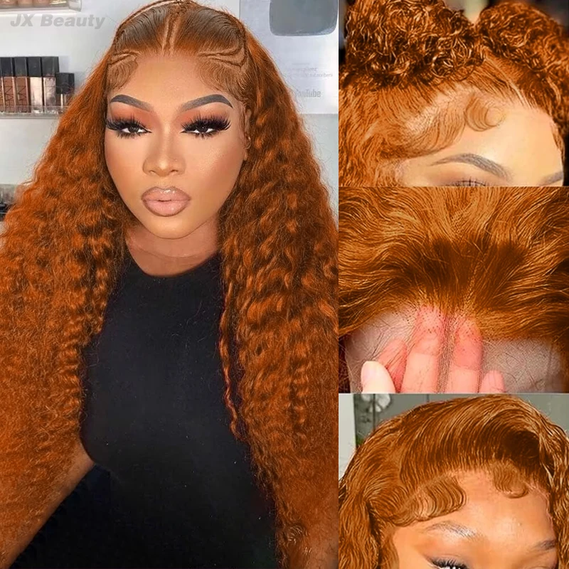 

Парик с кружевной передней частью 13x6 Ginger Orange, глубокая волна, 100% натуральные человеческие волосы, эффект водной волны # 350 13x4 Парик с кружевной передней частью для женщин, 32-34 дюйма