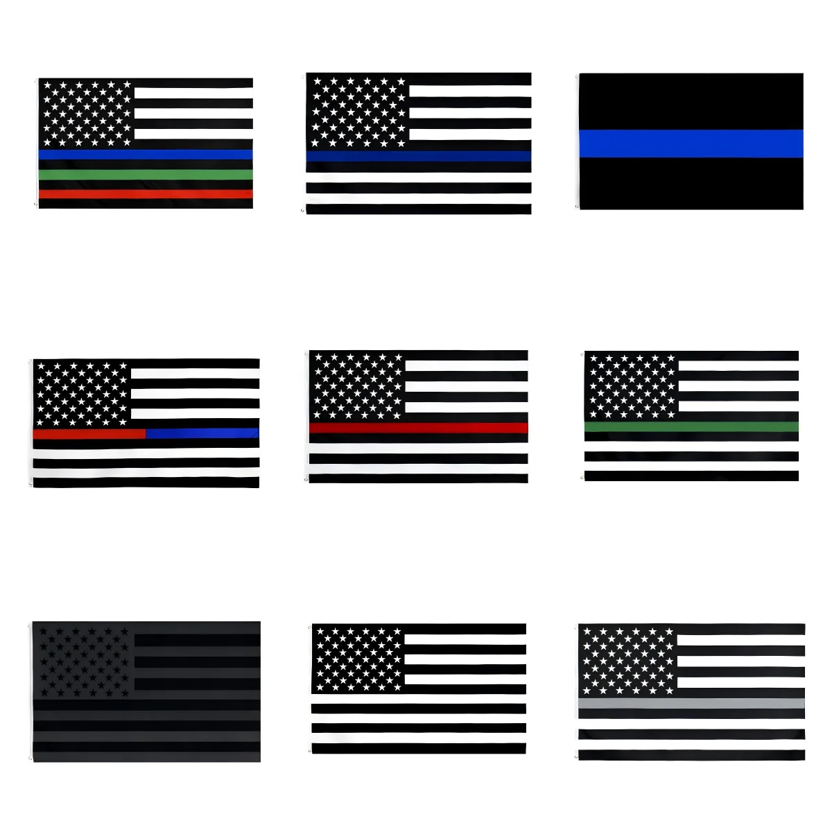 3x5Fts United States Of America Thin Blue Red Dual Line First Responder Police Memorial Flag Grey Black Wihte American