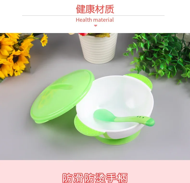 Baby suction bowl with warm spoon set Baby Training bowl with glue bowl Baby bowl set with box