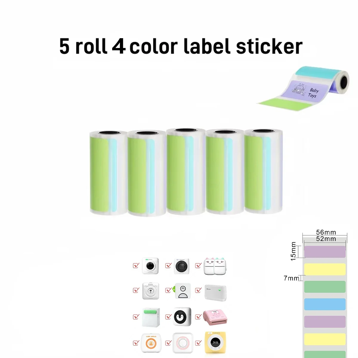 57MM Rolls Thermal Paper Self-adhesive Printing Label Papers Sticker For Pocket Thermal Mini Printer For paperang For T02/M02