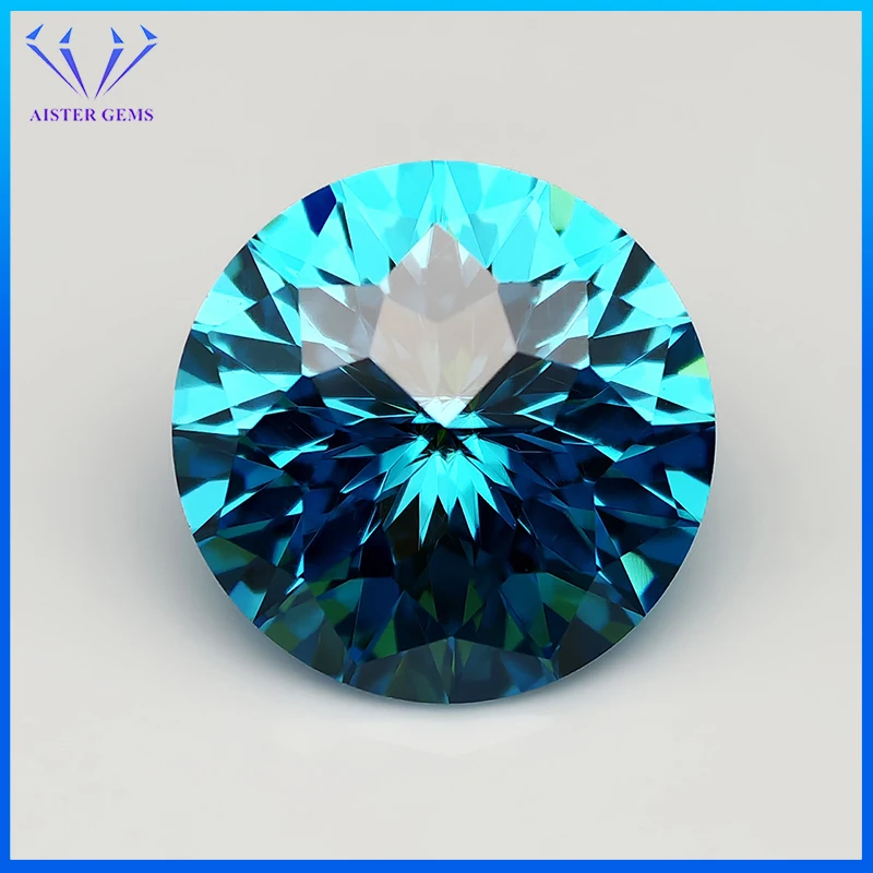 

New Exquisite Aquamarine 6.0mm/8.0mm Round Empire Cut Cubic Zirconia Stones Loose Gemstone for Jewelry Making