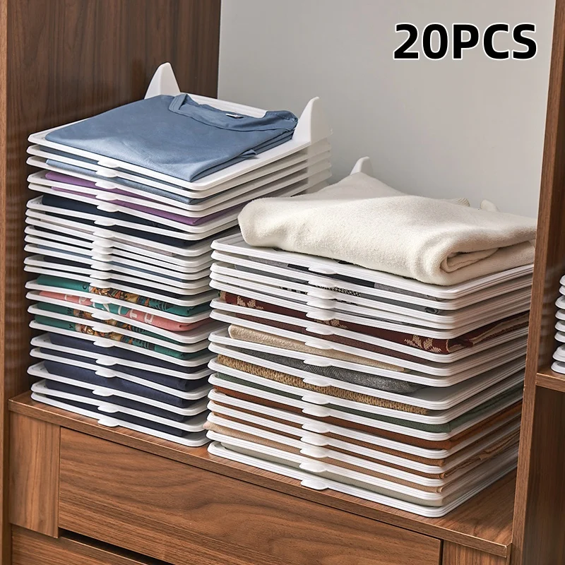 20PCS Lazy Folding Clothes Storage Artifact Home Multi Functional Folding Board Folding Board Wardrobe Layered Sorting Partition