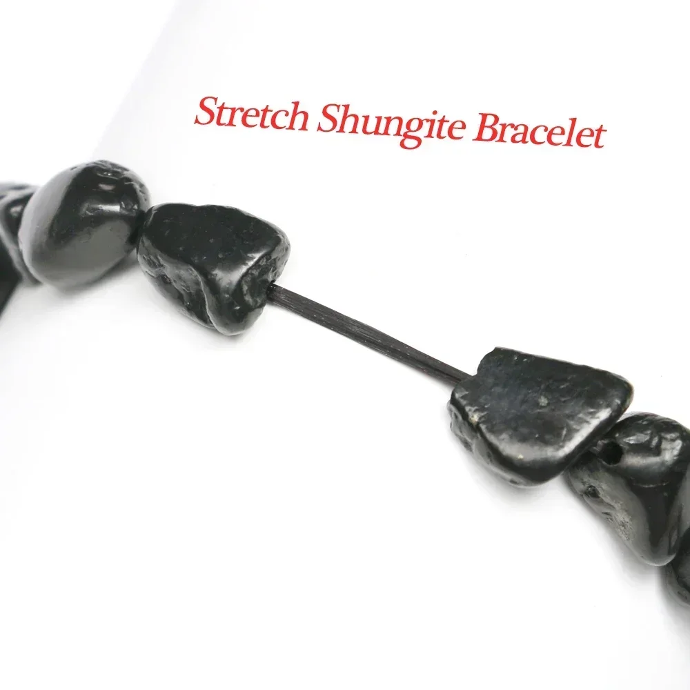 Natural Shungita Men Bracelet 1PC Random Irregular Tumbled Raw Precious Shungite Gemstone Bead Black Bangle Charm Female Jewelry