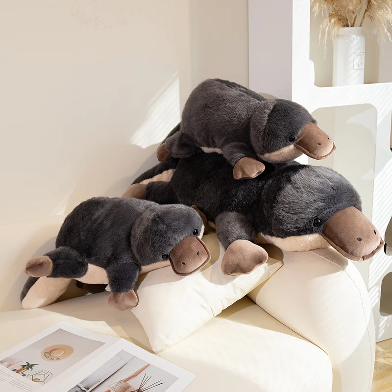

Plush Black Platypus Pillow Soft Duckbill Fluffy Stuffed Kawaii Animal Plushie Sleeping Body Support Companion Gift