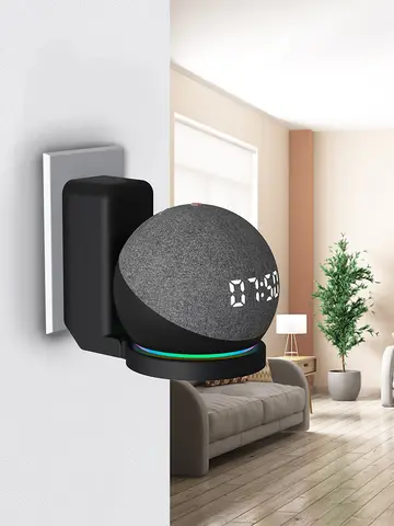 Soporte de montaje en pared para Echo Dot 4. a generación / Echo Dot 5. a generación con almacenamiento de cables, estuche rígido de material para PC, soporte de altavoz mate