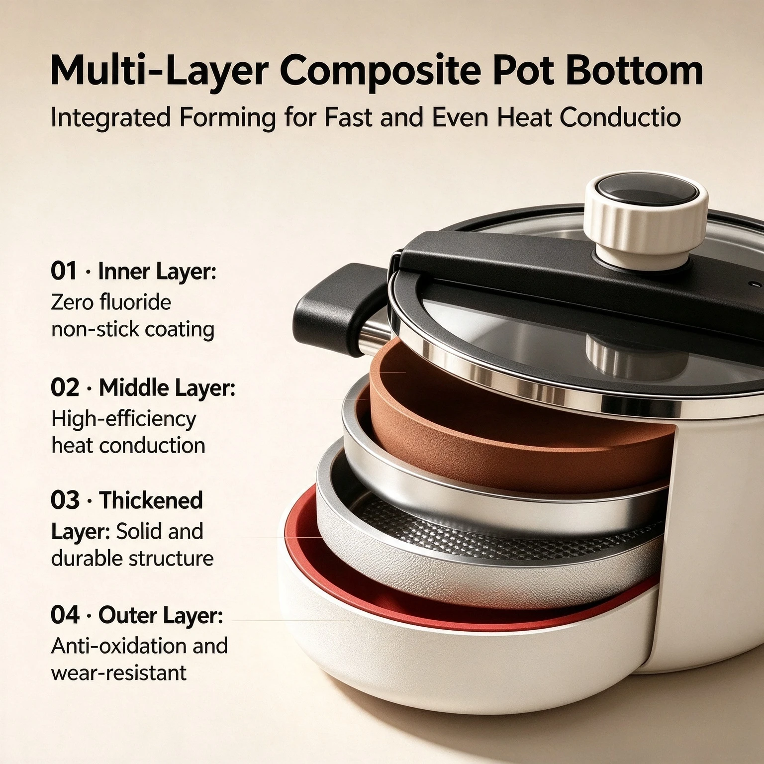 7.5/8.5L Micro Pressure Non-stick Stew Pot, Explosion-proof Double Handle Soup Pot, Compatible with Gas and Induction Cooker