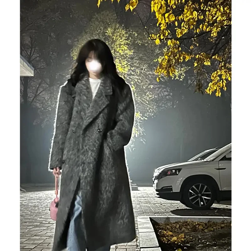 

Пальто Cleanfit из кашемира и шерсти, утепленное, удлиненное, с отложным воротником, ветровка для мужчин и женщин, модное, в корейском городском стиле