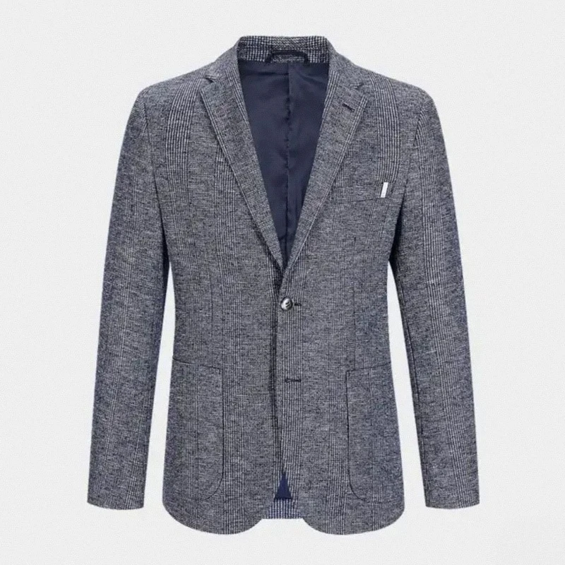 Wool Blend Classic Fashion Patterned Tweed Single-Breasted Blazer Jacket