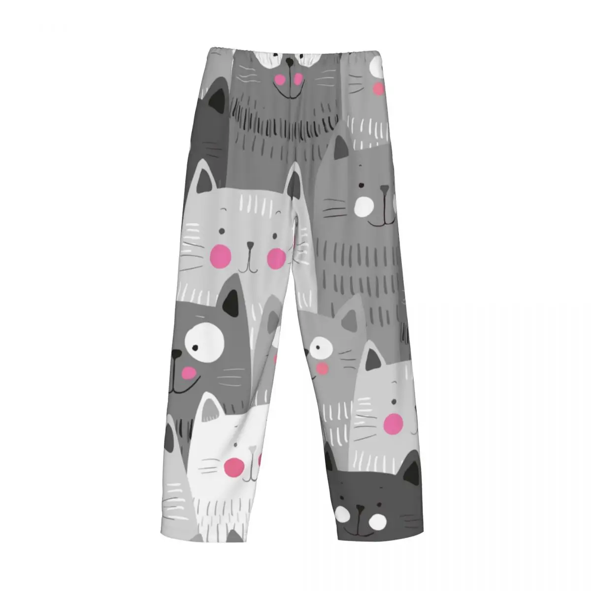 Pantalones de pijama para hombre, ropa de dormir con diseño de gatos bonitos