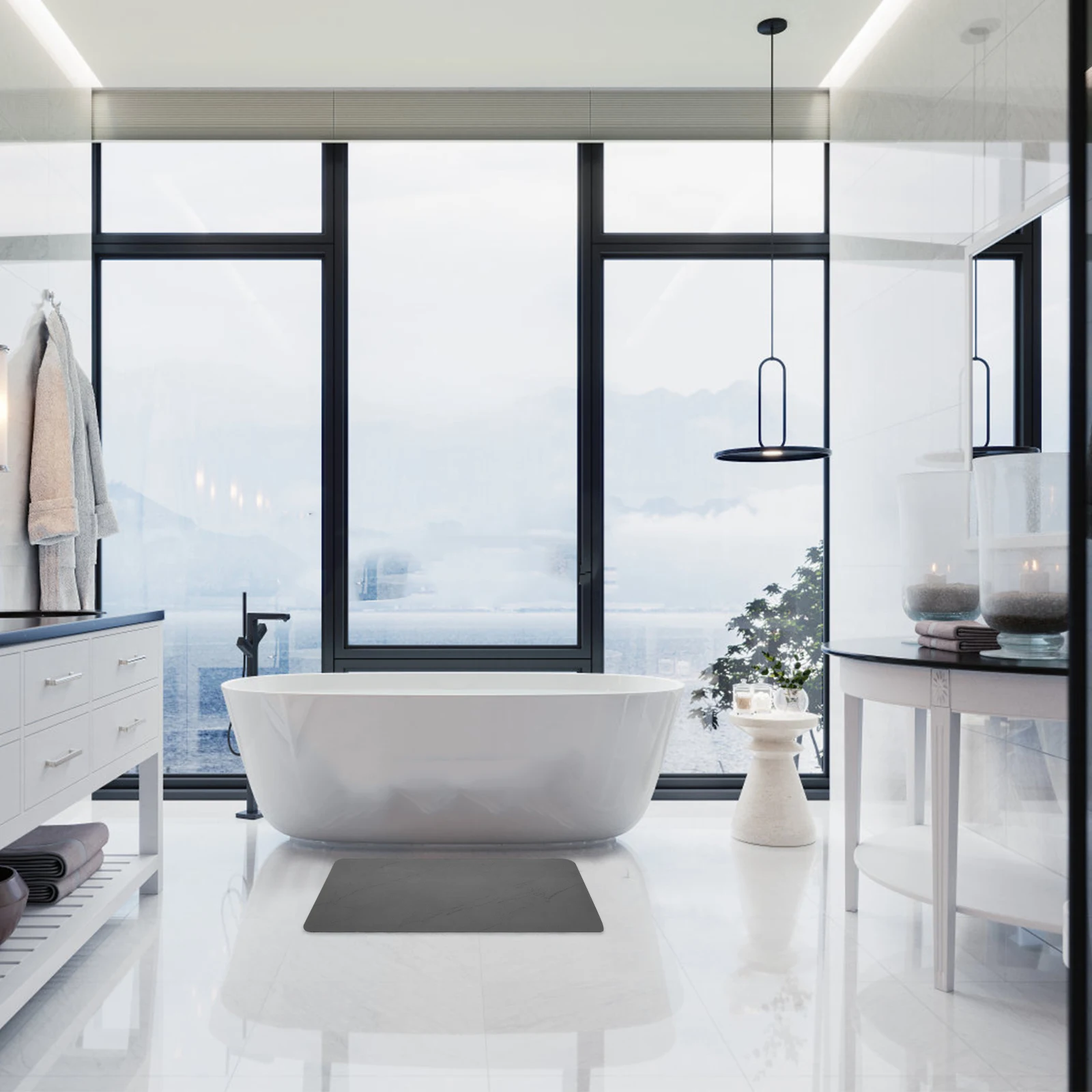 

Anti-Slip Water Absorbing Floor Mat Bathroom Carpet No Deformation Easy Clean Elegant Decor Bathroom Mats Decorative Floor Mat