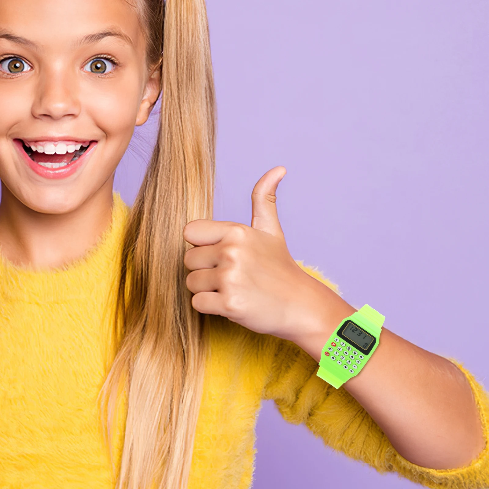 2 pçs crianças calculadora relógio com função matemática criativo wearable gadget para crianças ferramenta de aprendizagem verde