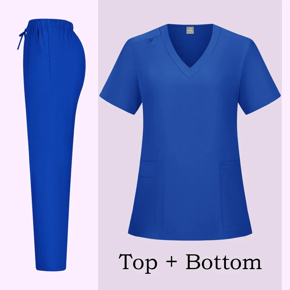 ใหม่แฟชั่นร้านเสริมสวยสปา Workwear เครื่องแบบผ่าตัดผู้หญิง Medical ชุดขัด Clinical พยาบาลหมอ Clinical Top กางเกง