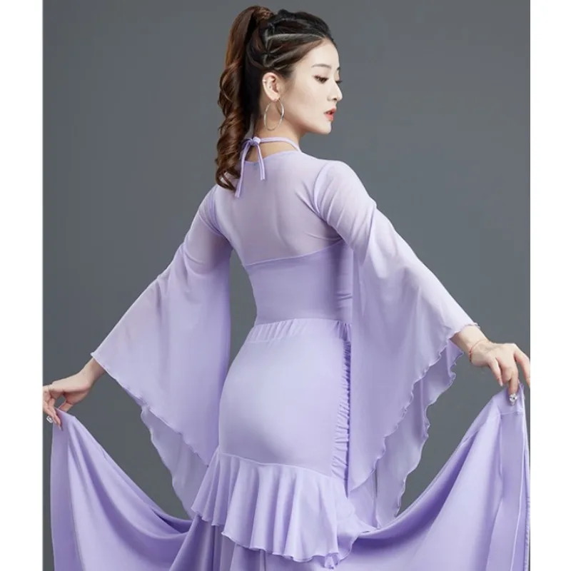 Abito da pratica per tuta da ballo latino per valzer sociale standard da donna con top da danza moderna personalizzato