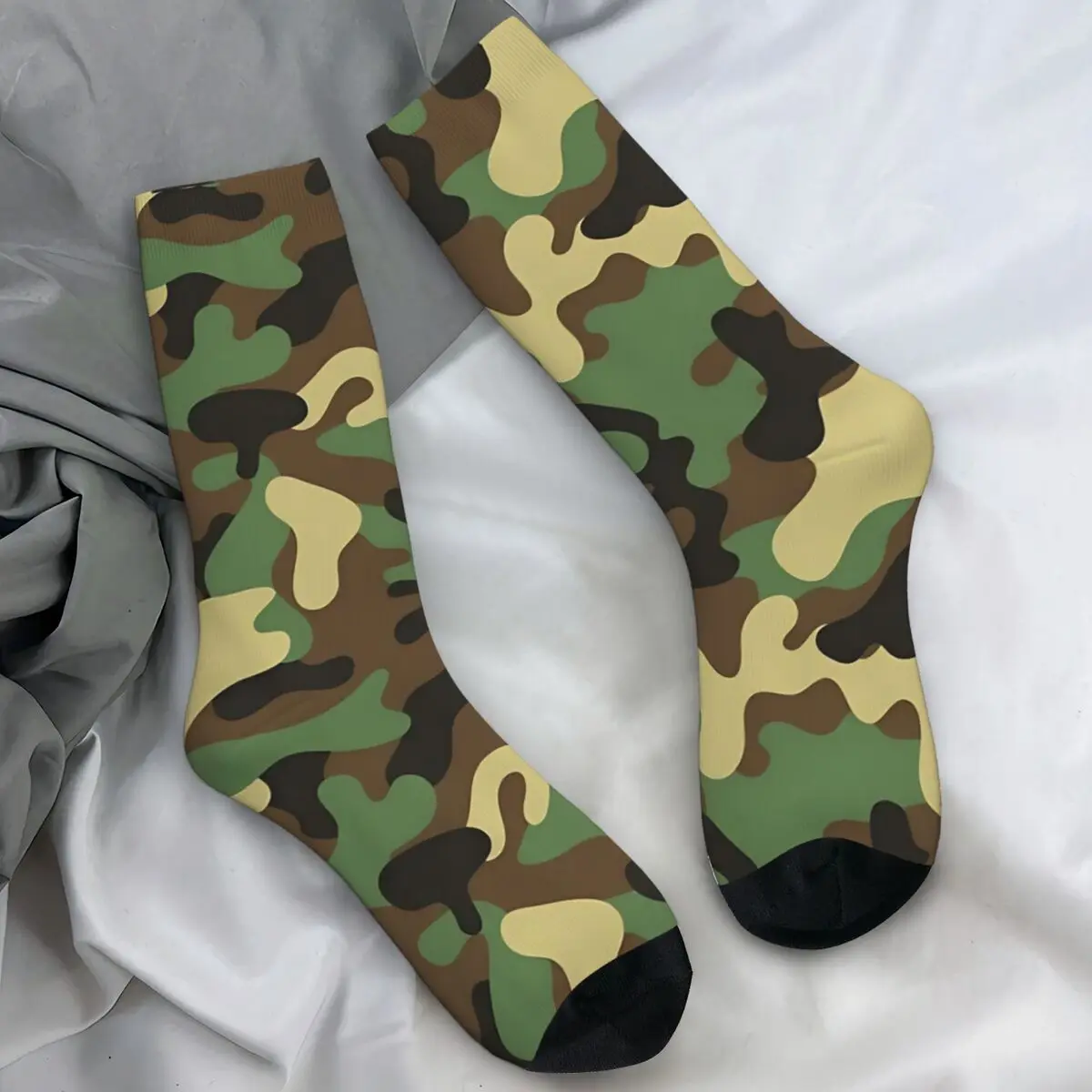 

Женские и мужские носки с камуфляжным узором, зеленые военные армейские чулки, осенние готические мягкие носки, нескользящие носки для бега на заказ