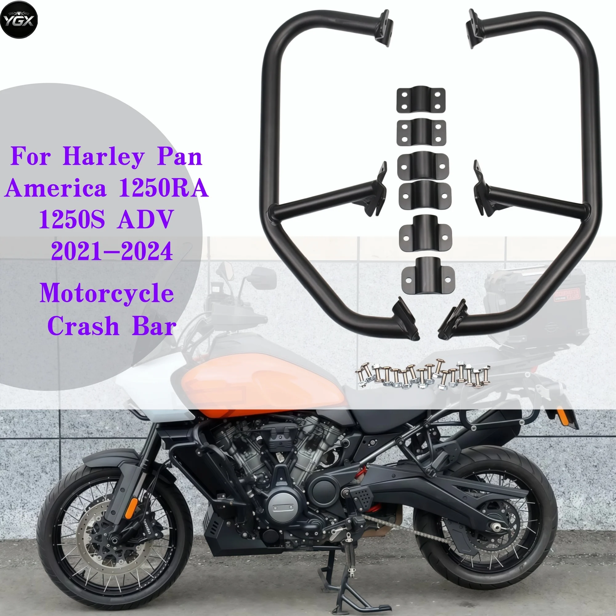Motorcycle Crash Bar Engine Guard Highway Bumper Anti-Drop Tank Frame Protector For Harley Pan America 1250RA 1250 S ADV 2021-24
