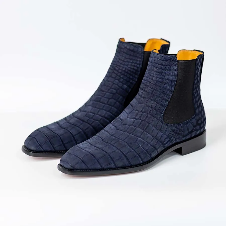 CWV  new Crocodile men boots Handmade Boot for male matte navy color winter