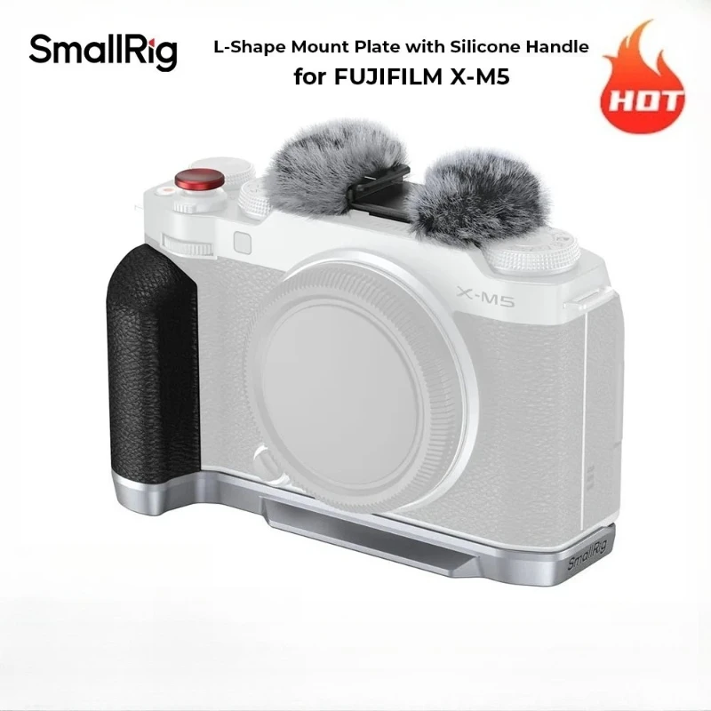 SmallRig 4875 L-förmige Montageplatte mit Silikongriff für FUJIFILM X-M5 Silikongriff für X-M5 Silber Schwarz 4876 4877 4878