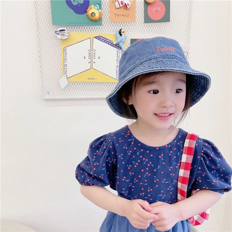 2023 summer new product girl baby floral bubble sleeve short sleeve T-shirt Korean version tide cotton cherry blossom top