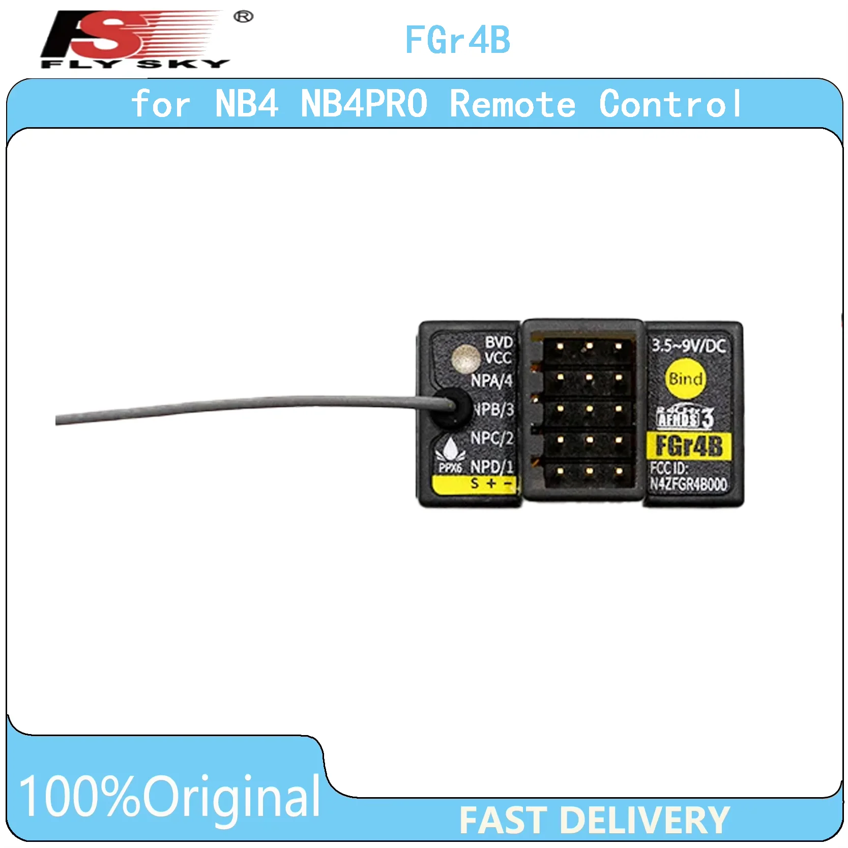 

Original Flysky FGr4B 4 Channel Receiver For NB4 NB4PRO Remote Control System With PPM Output And Waterproof Design