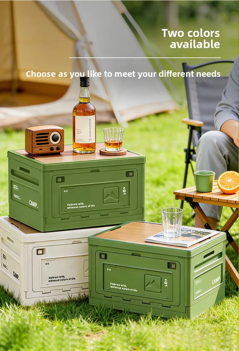 Camping Folding Storage Box Wood Lid Door Table Chair Set Car Trunk Organizer for Outdoor Halloween - view 6